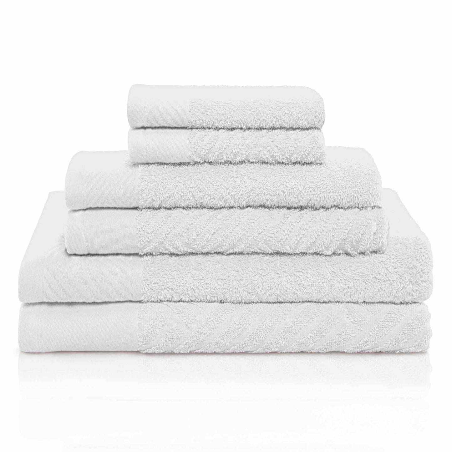 Basket Weave Egyptian Cotton Jacquard Soft Absorbent 6-Piece Towel Set FredCo