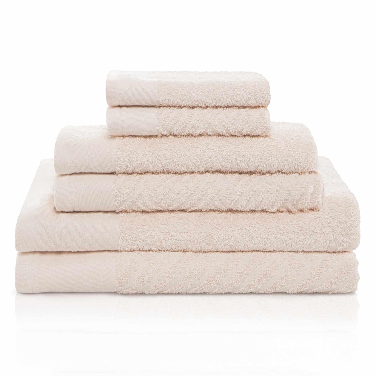 Basket Weave Egyptian Cotton Jacquard Soft Absorbent 6-Piece Towel Set FredCo