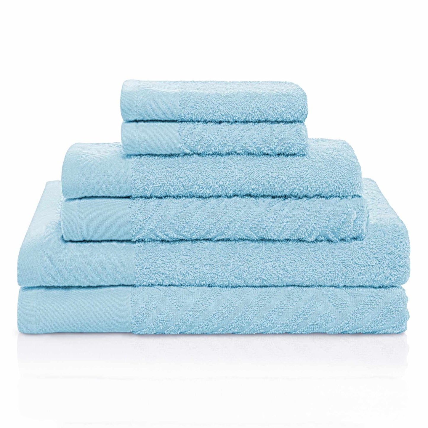 Basket Weave Egyptian Cotton Jacquard Soft Absorbent 6-Piece Towel Set FredCo