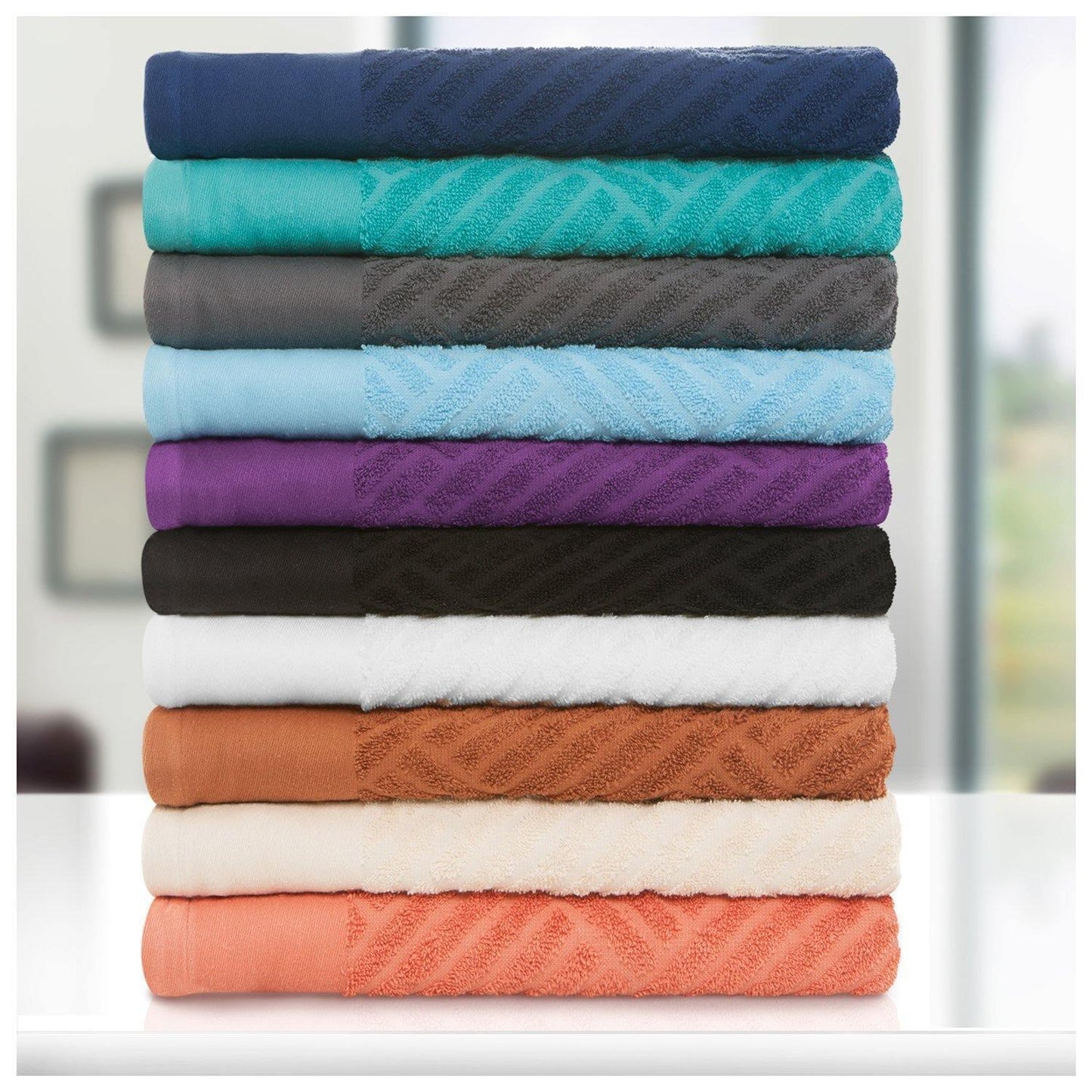 Basket Weave Egyptian Cotton Jacquard Soft Absorbent 6-Piece Towel Set FredCo