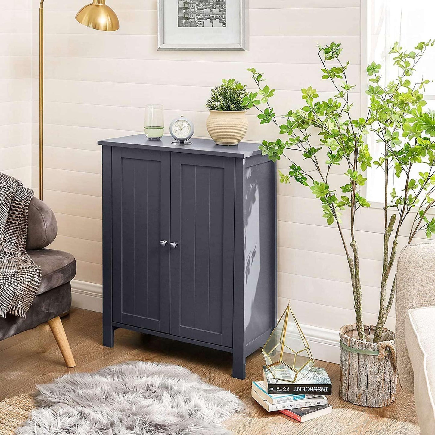 Bathroom Floor Storage Cabinet Gray FredCo