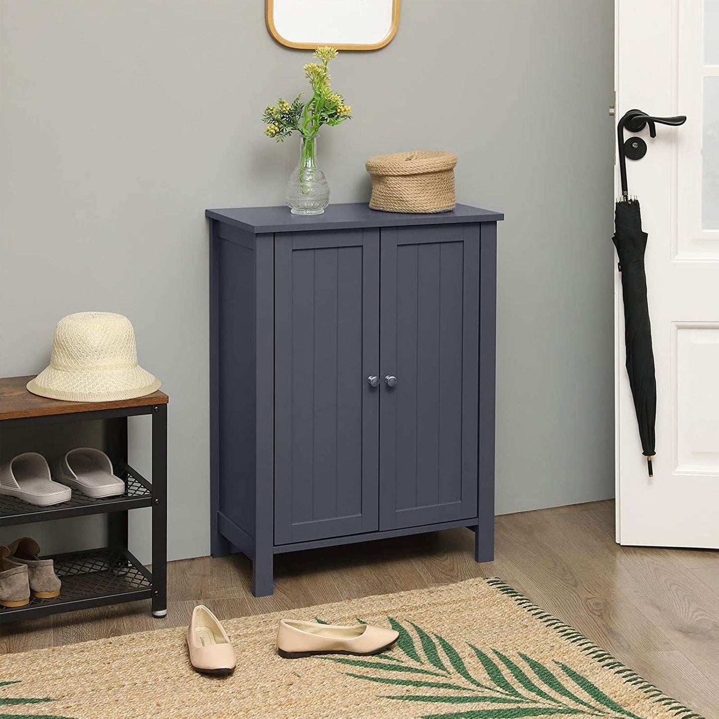 Bathroom Floor Storage Cabinet Gray FredCo