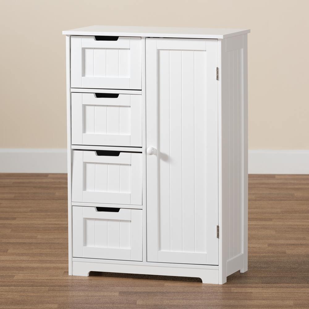 Bauer Modern and Contemporary White Finished Wood 4-Drawer Bathroom Storage Cabinet FredCo