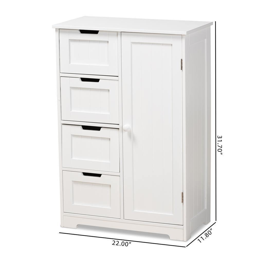 Bauer Modern and Contemporary White Finished Wood 4-Drawer Bathroom Storage Cabinet FredCo