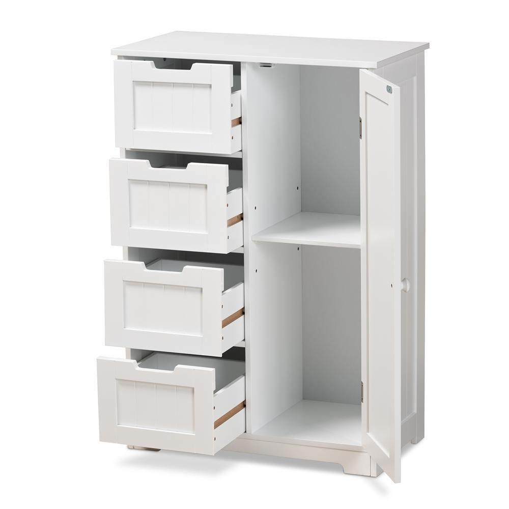 Bauer Modern and Contemporary White Finished Wood 4-Drawer Bathroom Storage Cabinet FredCo