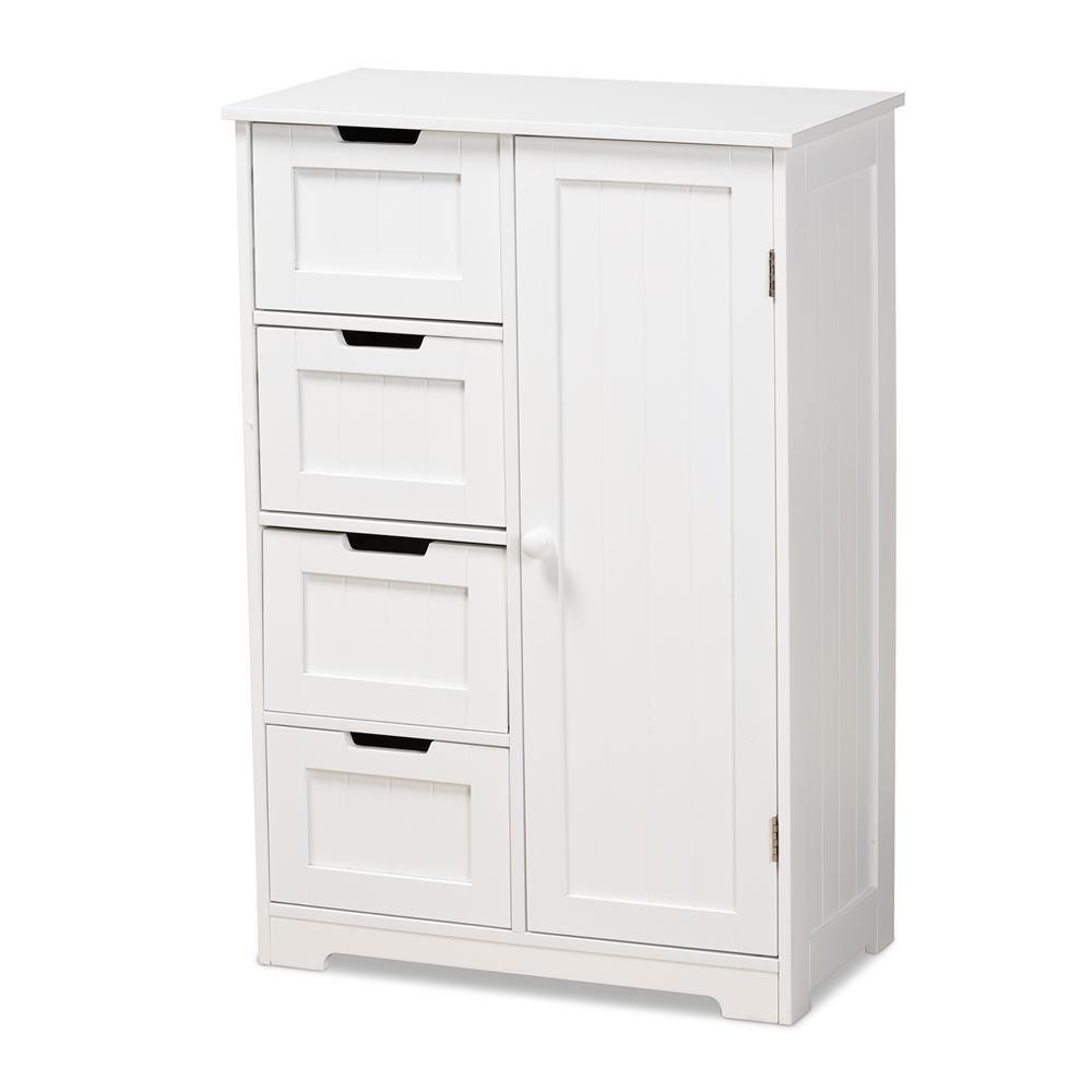 Bauer Modern and Contemporary White Finished Wood 4-Drawer Bathroom Storage Cabinet FredCo