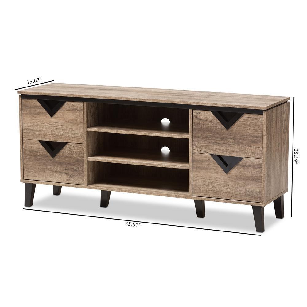 Beacon Modern and Contemporary Light Brown Wood 55-Inch TV Stand FredCo