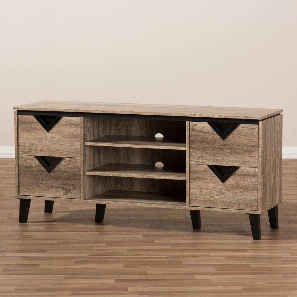 Beacon Modern and Contemporary Light Brown Wood 55-Inch TV Stand FredCo