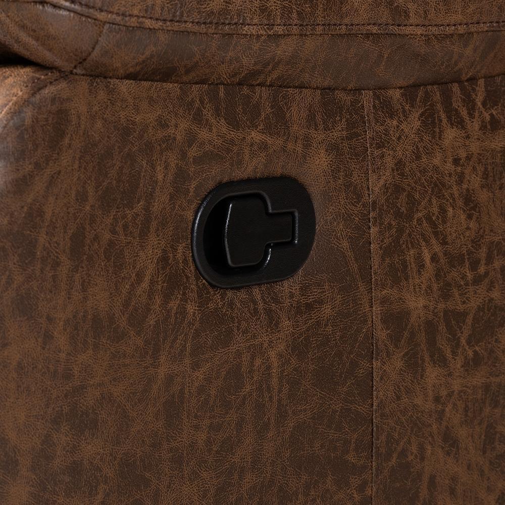Beasely Modern and Contemporary Distressed Brown Faux Leather Upholstered 2-Seater Reclining Loveseat FredCo