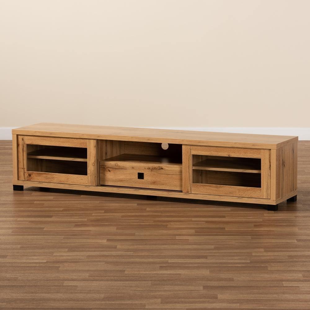 Beasley Modern and Contemporary Oak Brown Finished Wood 1-Drawer TV Stand FredCo