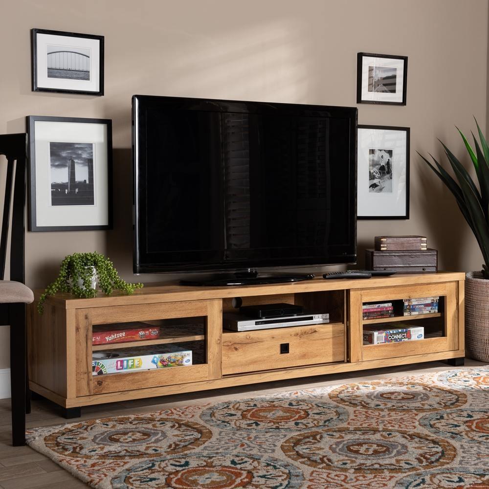Beasley Modern and Contemporary Oak Brown Finished Wood 1-Drawer TV Stand FredCo