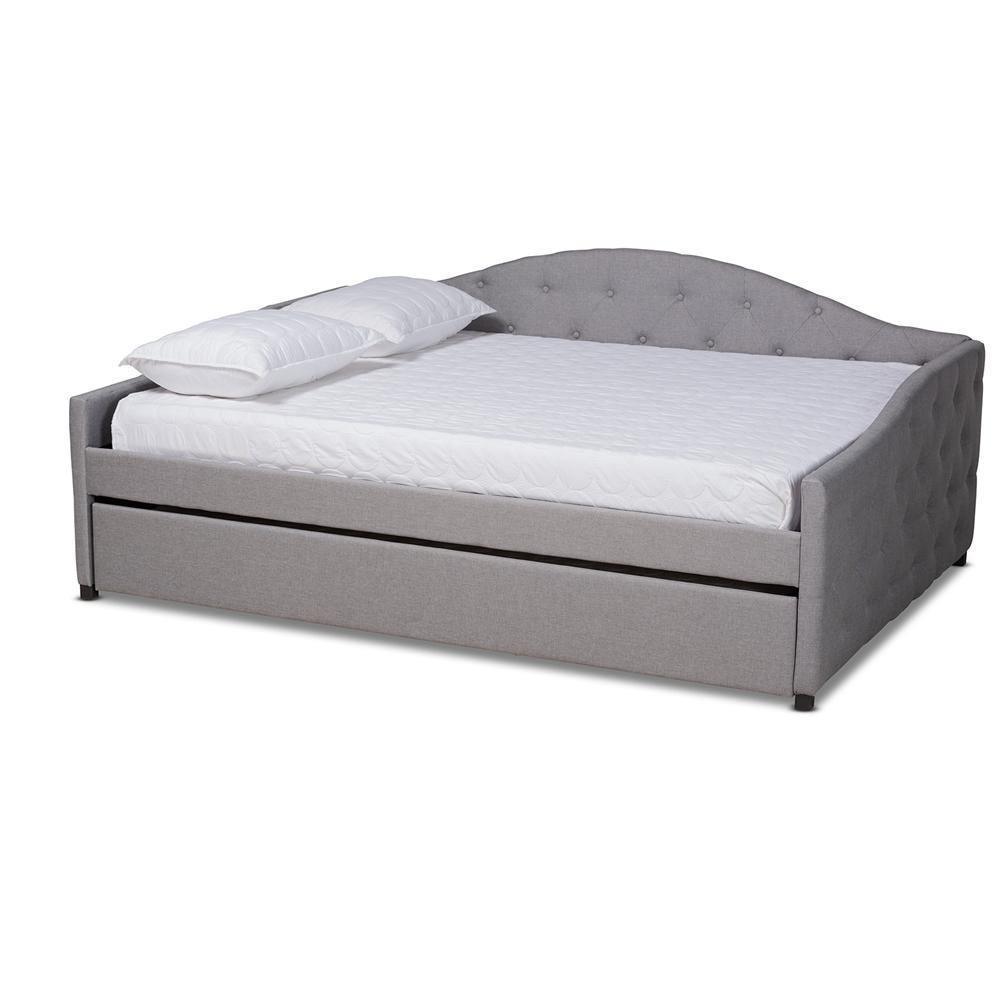 Becker Modern and Contemporary Transitional Grey Fabric Upholstered Full Size Daybed with Trundle FredCo