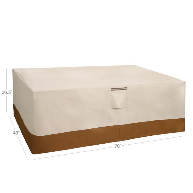 Beige, Brown Rectangular Patio Table Cover FredCo