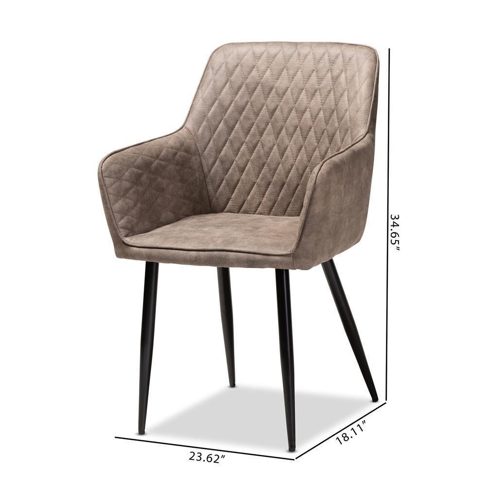 Belen Modern and Contemporary Grey and Brown Imitation Leather Upholstered 2-Piece Metal Dining Chair Set FredCo