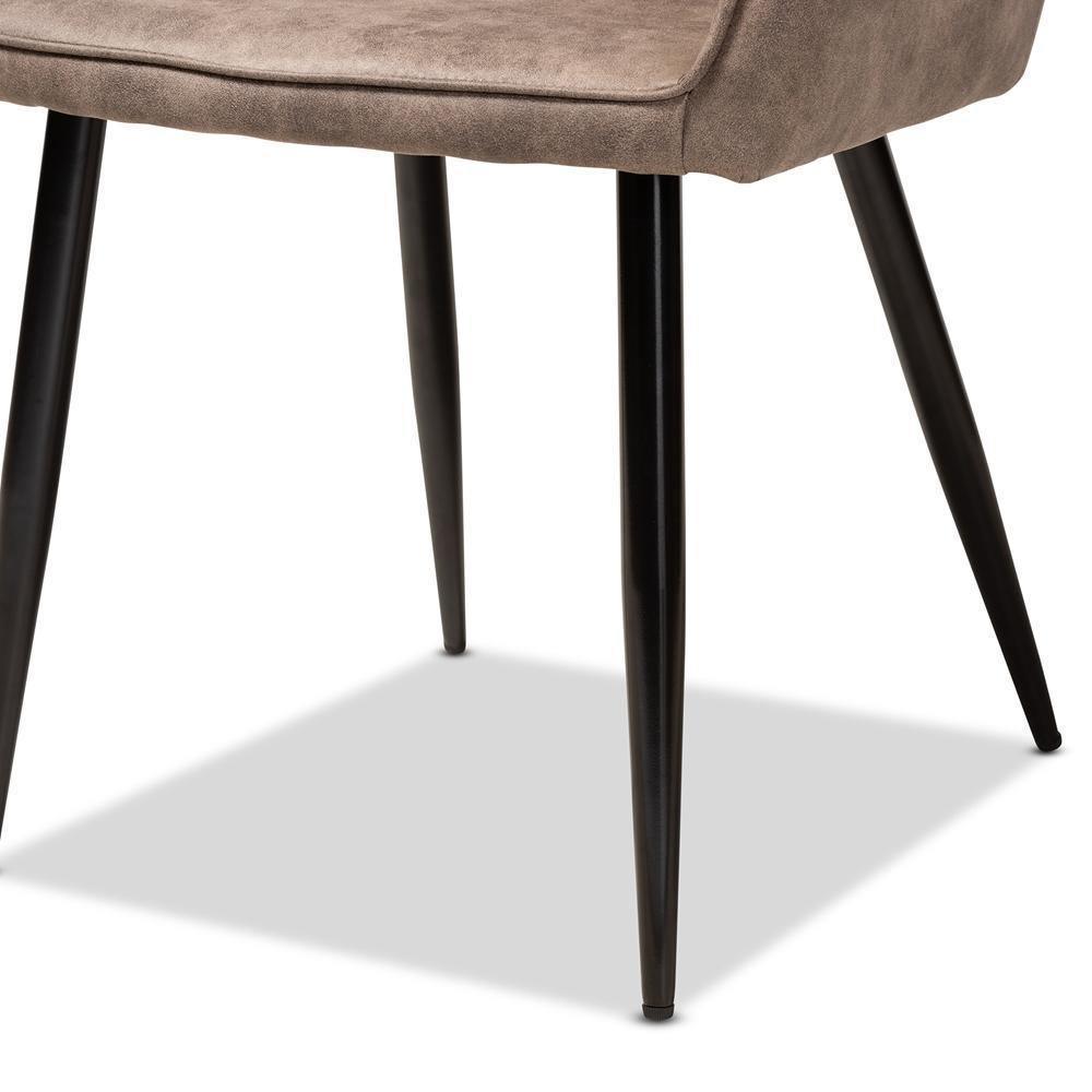 Belen Modern and Contemporary Grey and Brown Imitation Leather Upholstered 2-Piece Metal Dining Chair Set FredCo