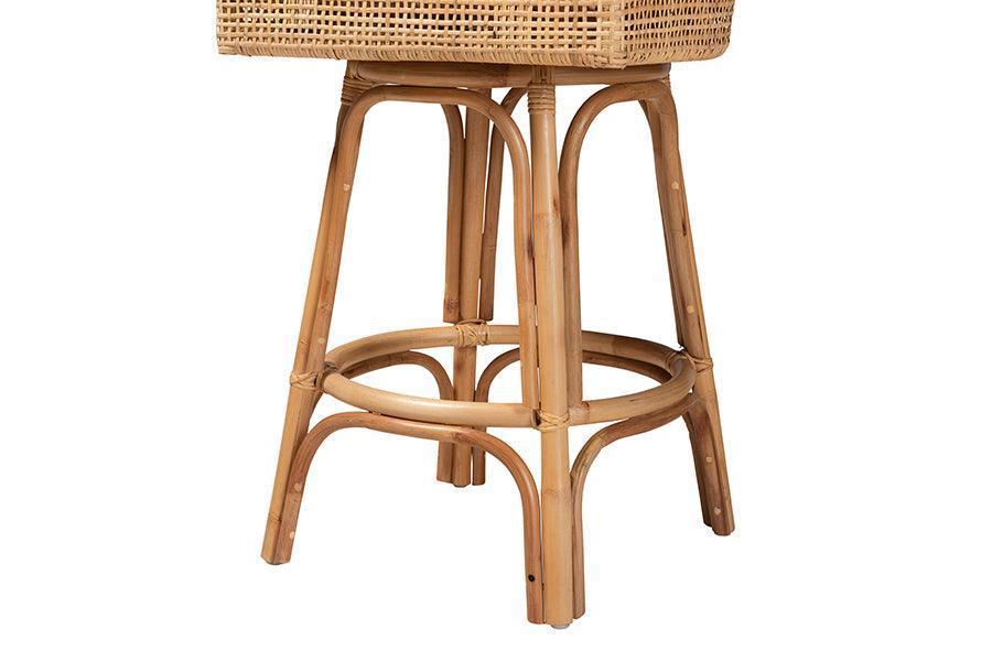 Bella Modern Bohemian Natural Brown Rattan Bar Stool FredCo
