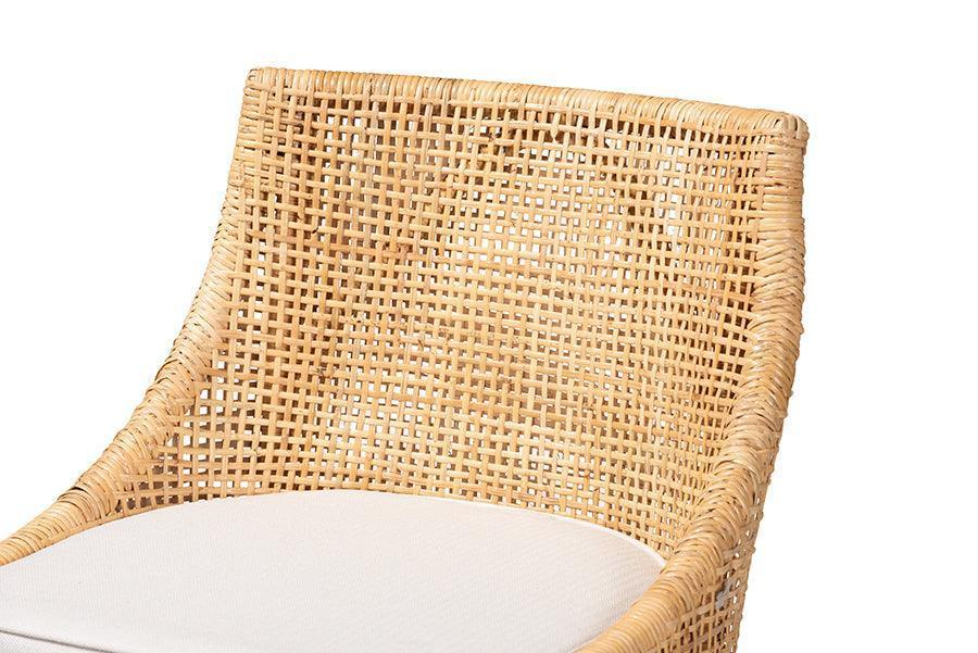 Bella Modern Bohemian Natural Brown Rattan Bar Stool FredCo