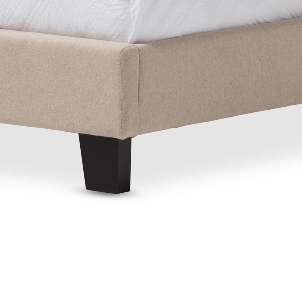 Benjamin Modern and Contemporary Beige Linen Upholstered Twin Size Arched Bed with Nail Heads FredCo