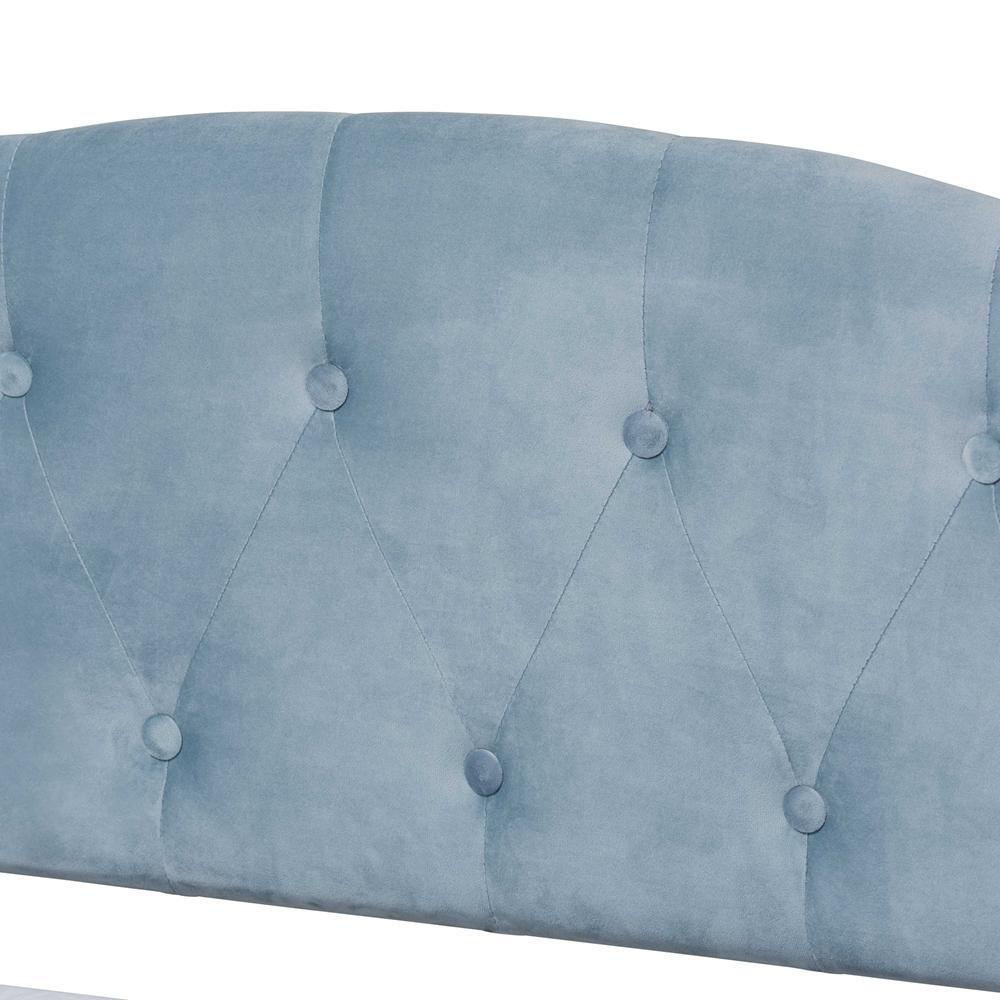 Benjamin Modern and Contemporary Light Blue Velvet Fabric Upholstered and Dark Brown Finished Wood Twin Size Daybed FredCo