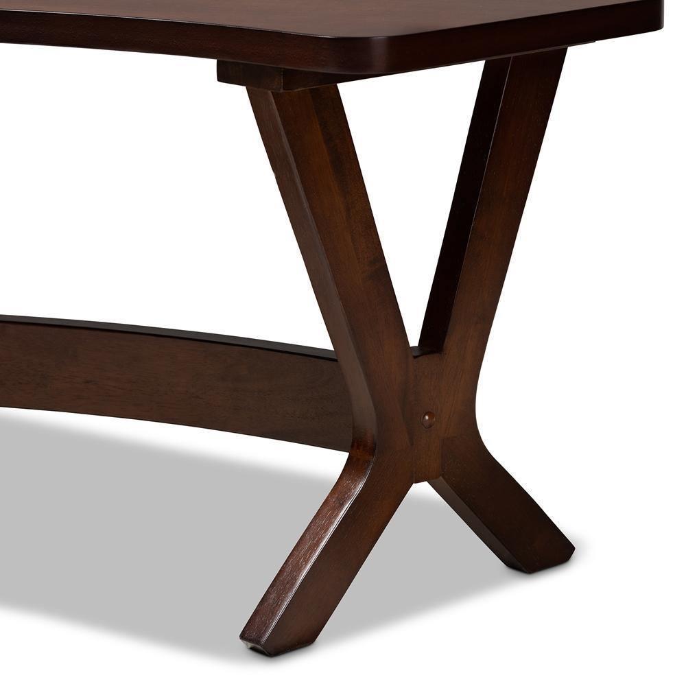 Berlin Mid-Century Modern Walnut Finished Wood Curved Dining Bench FredCo