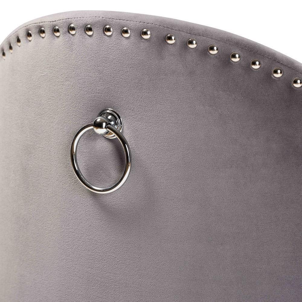 Bethel Glam and Luxe Grey Velvet Fabric Upholstered Rolling Accent Chair FredCo