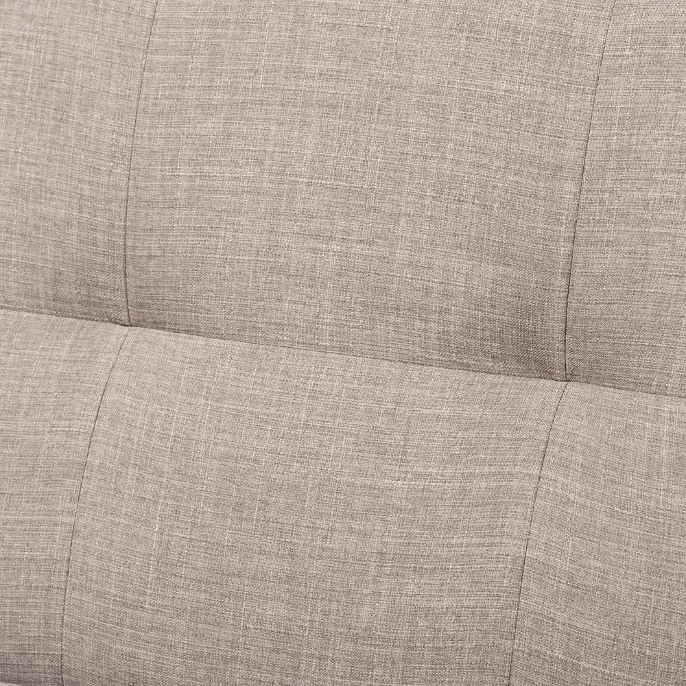 Bianca Mid-Century Modern Walnut Wood Light Grey Fabric Tufted 3-Seater Sofa FredCo