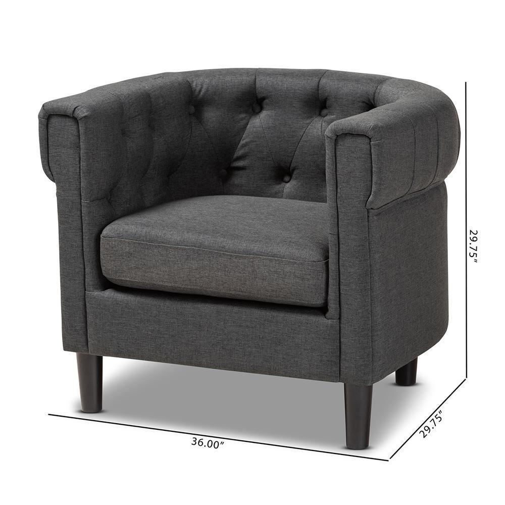 Bisset Classic and Traditional Gray Fabric Upholstered Chesterfield Chair FredCo