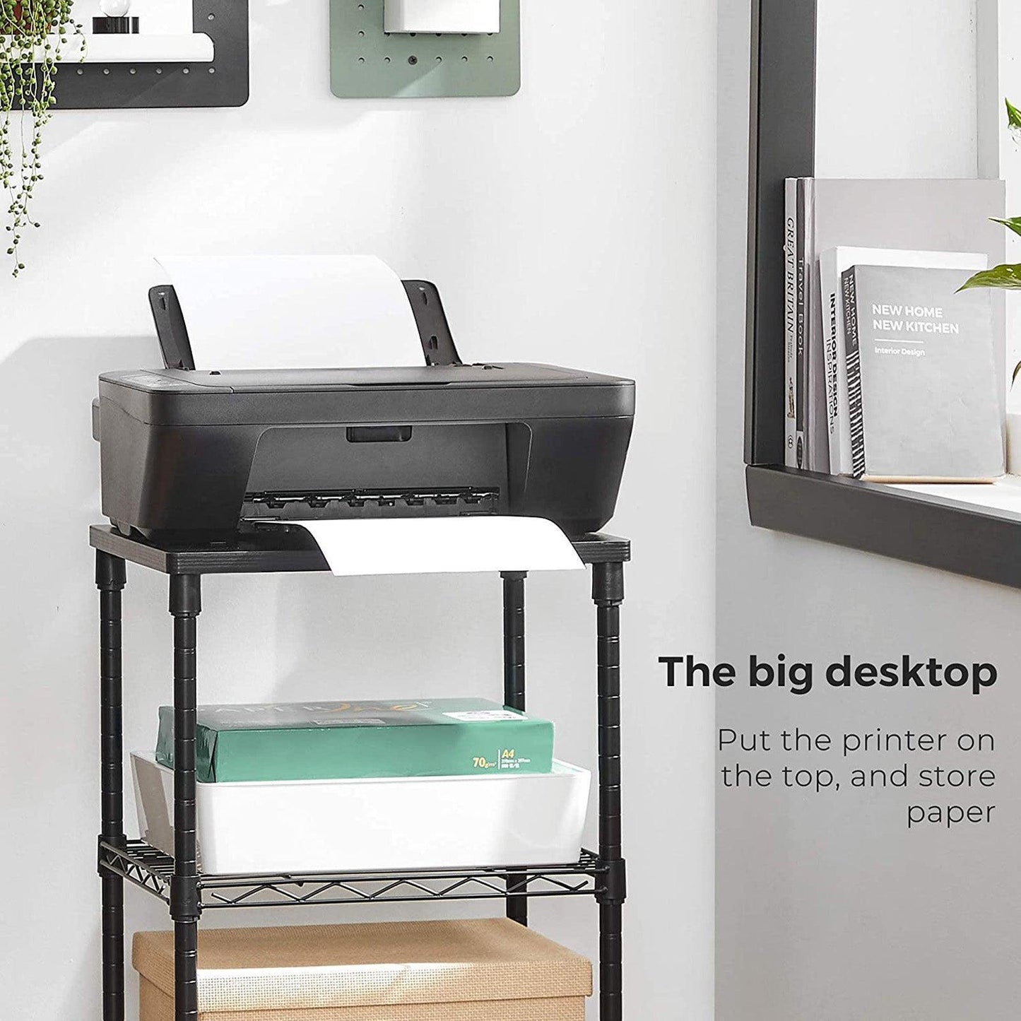 Black 3-Tier Printer Stand on Wheels FredCo