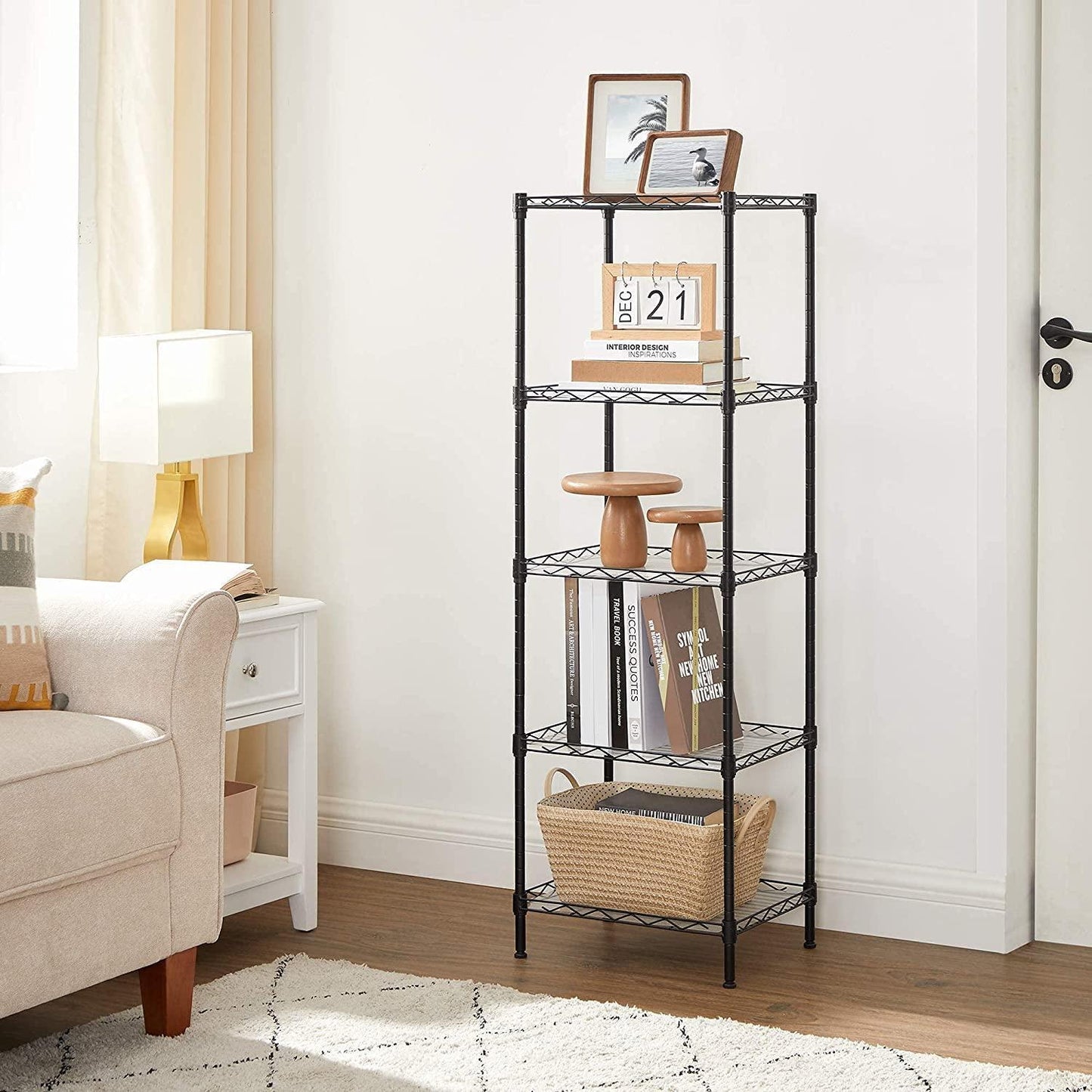 Black 5-Tier Height-Adjustable Kitchen Storage Shelf FredCo