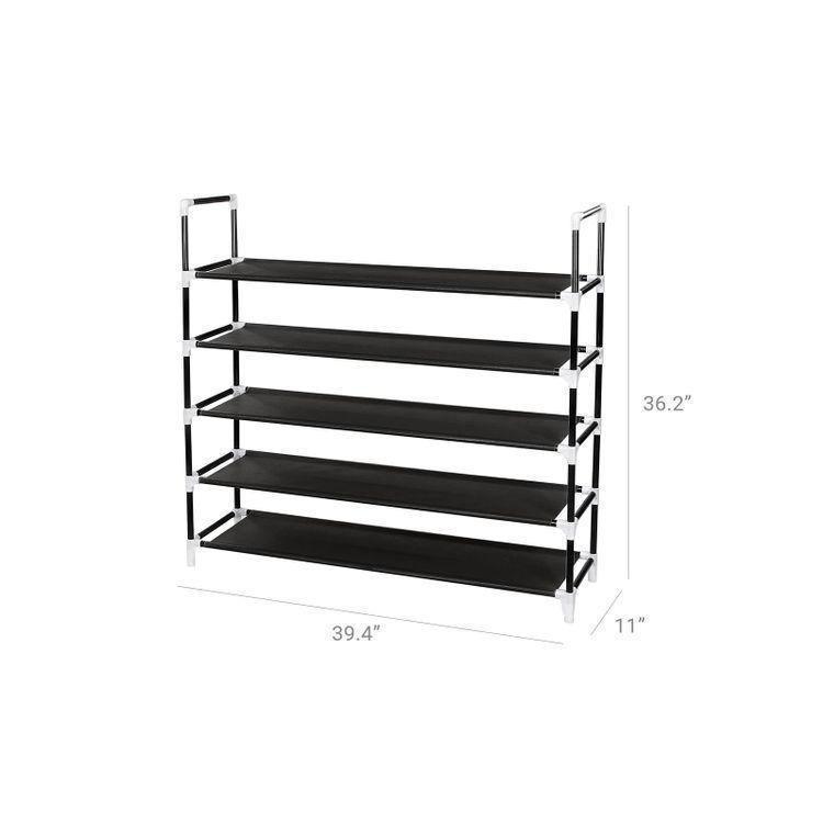 Black 5 Tiers Shoe Rack FredCo