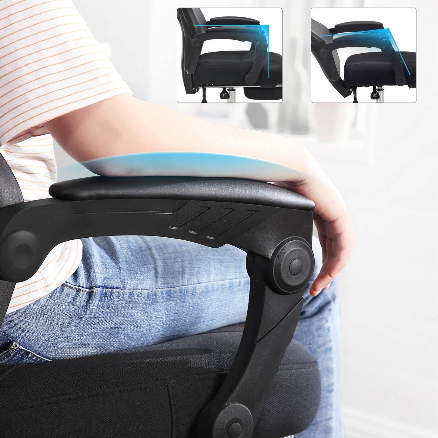 Black Adjustable Office Chair with Footrest FredCo