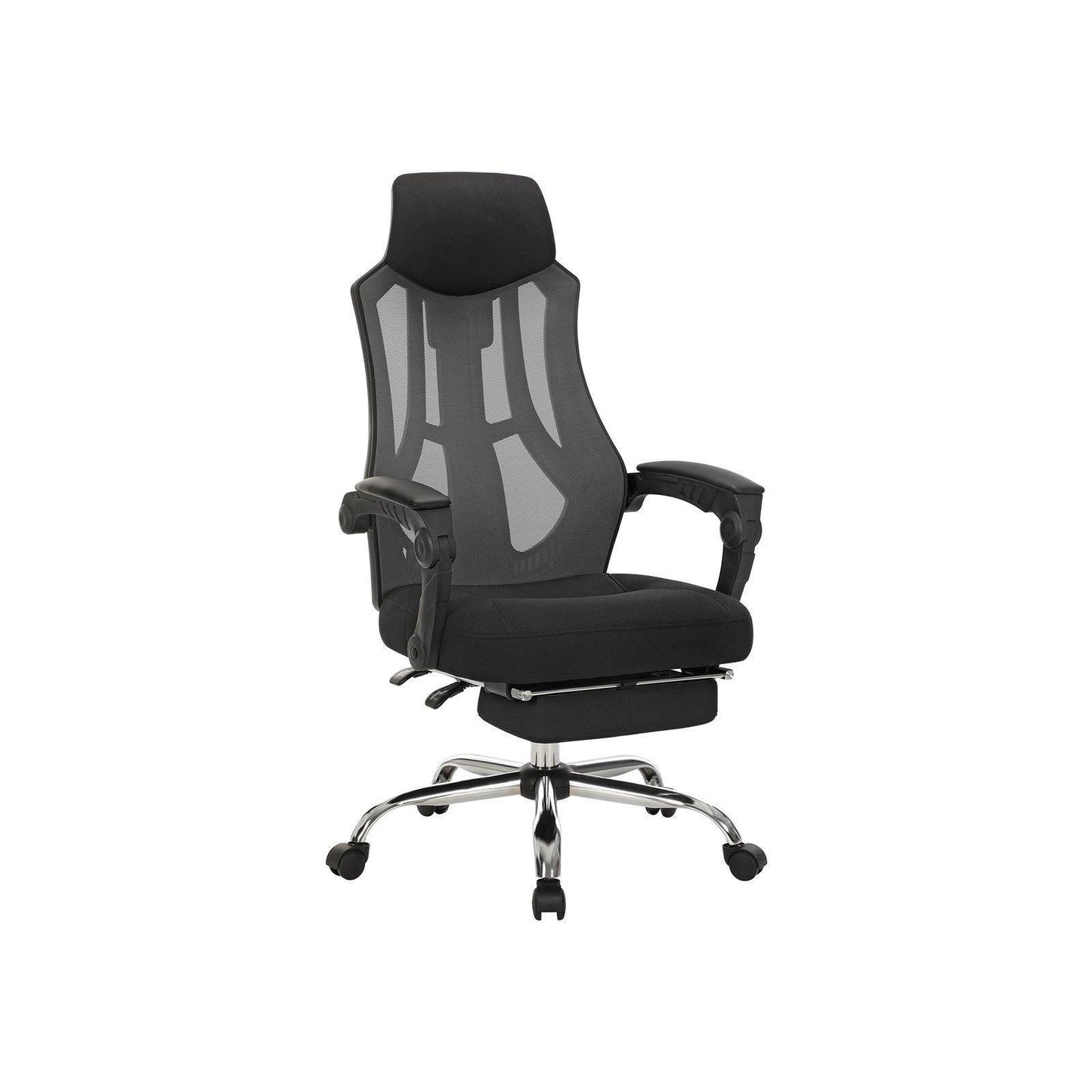 Black Adjustable Office Chair with Footrest FredCo