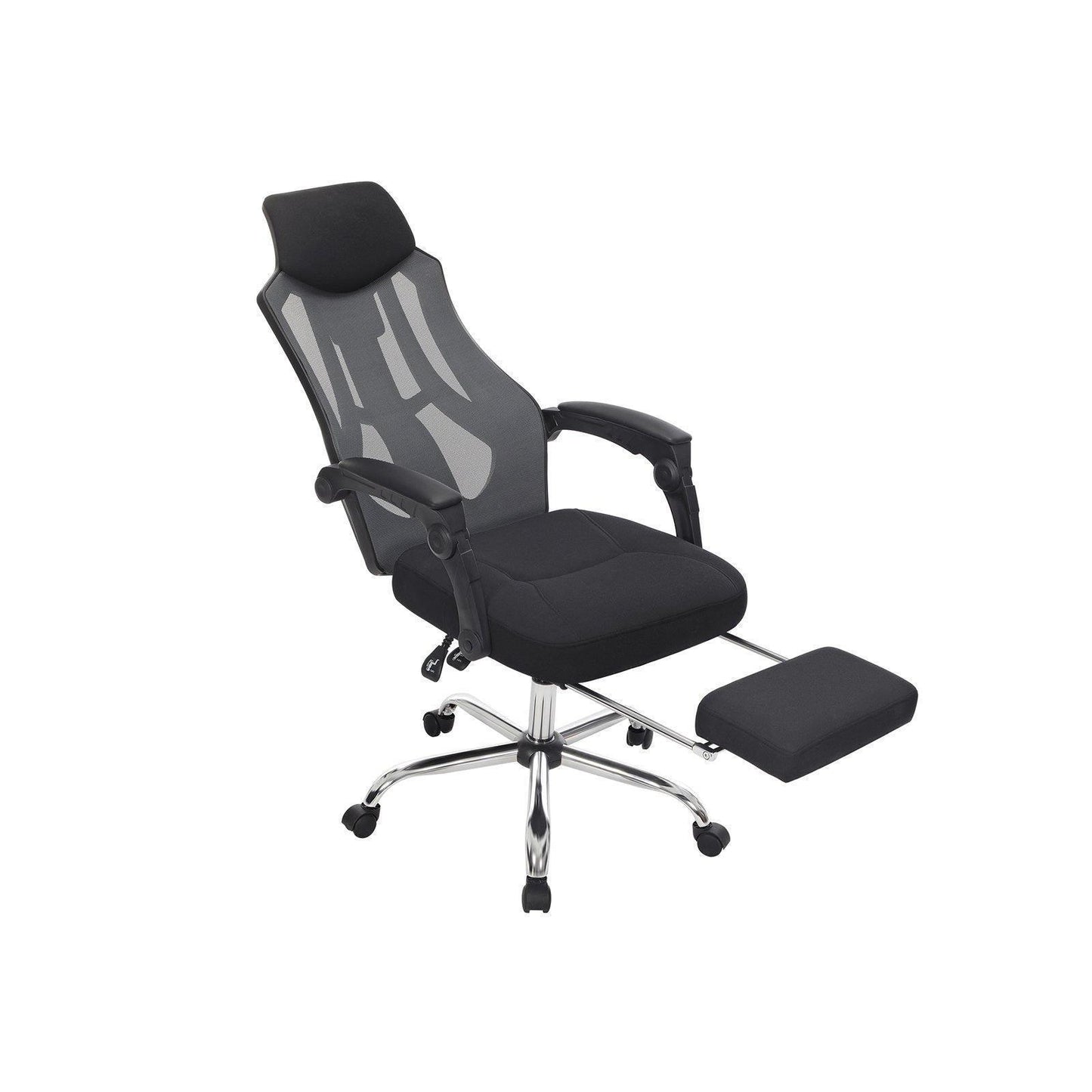 Black Adjustable Office Chair with Footrest FredCo