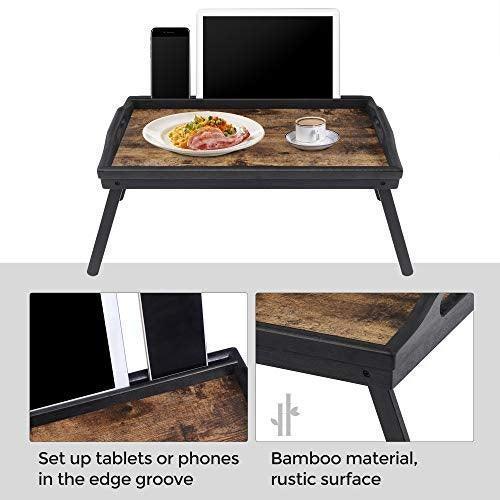 Black & Brown Bed Tray with Foldable Legs FredCo