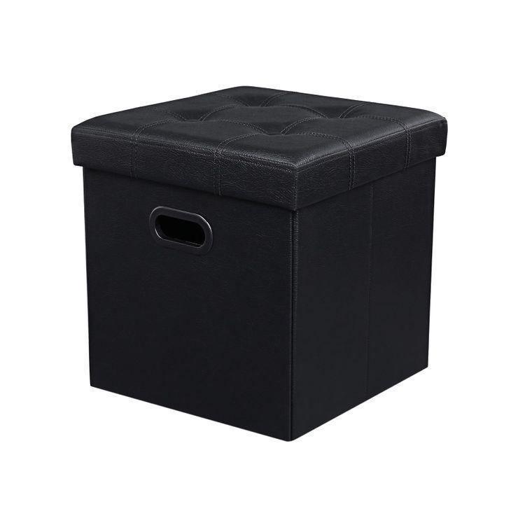 Black Faux Leather Ottoman FredCo