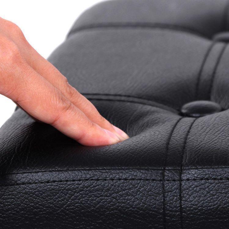 Black Faux Leather Ottoman FredCo