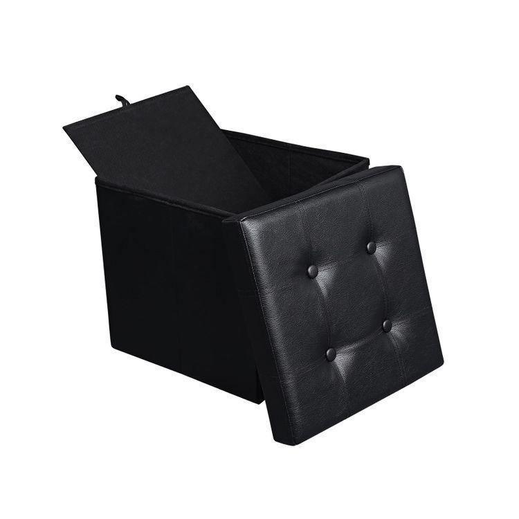 Black Faux Leather Ottoman FredCo