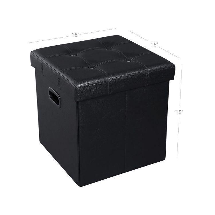 Black Faux Leather Ottoman FredCo