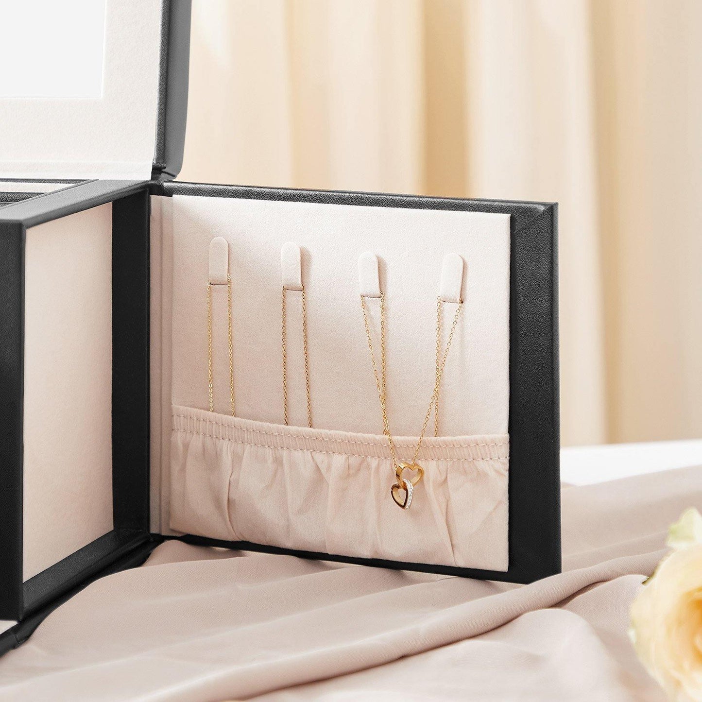 Black Jewelry Box with Drawers & Lock FredCo