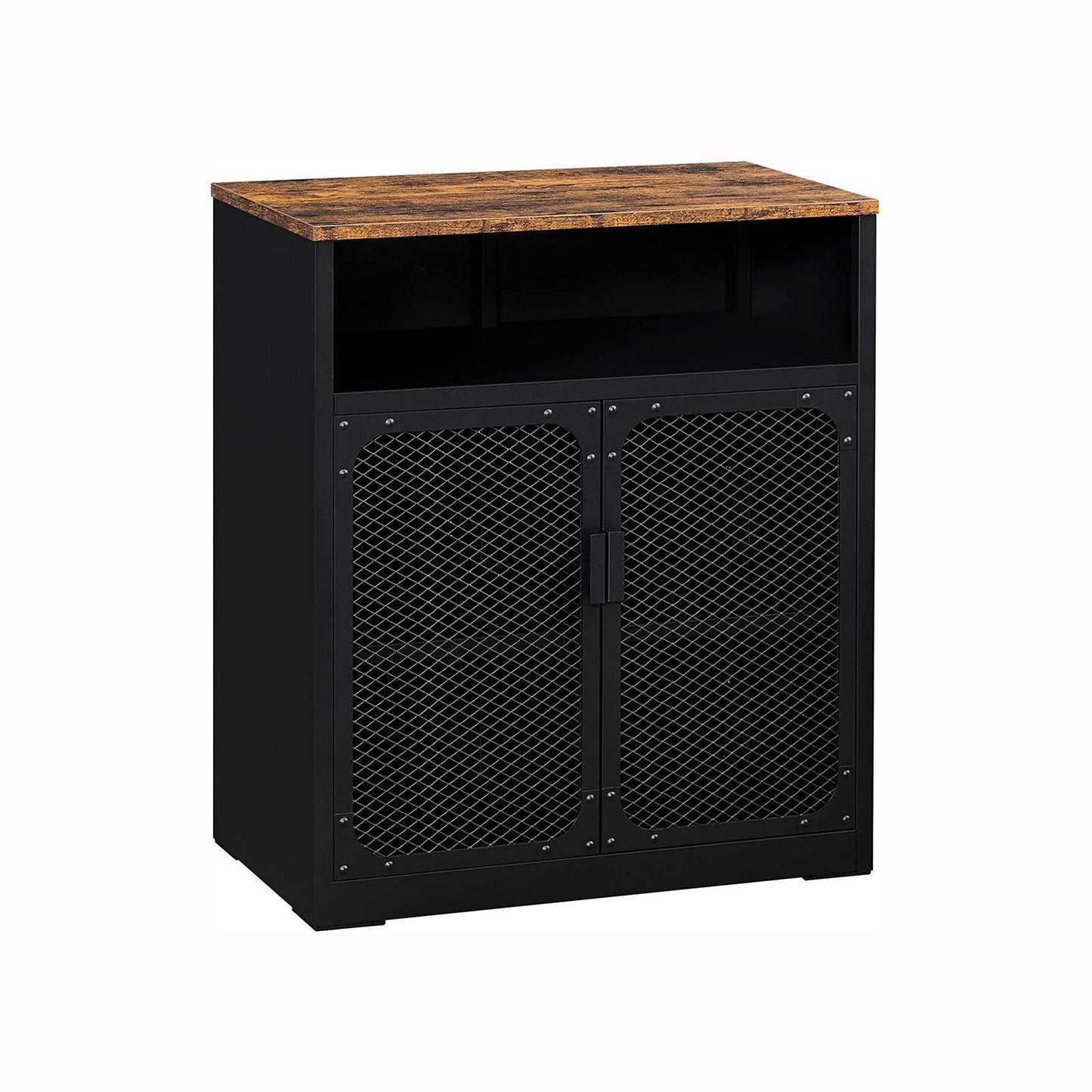 Black Metal Sideboard with Adjustable Shelf and Grill Door FredCo