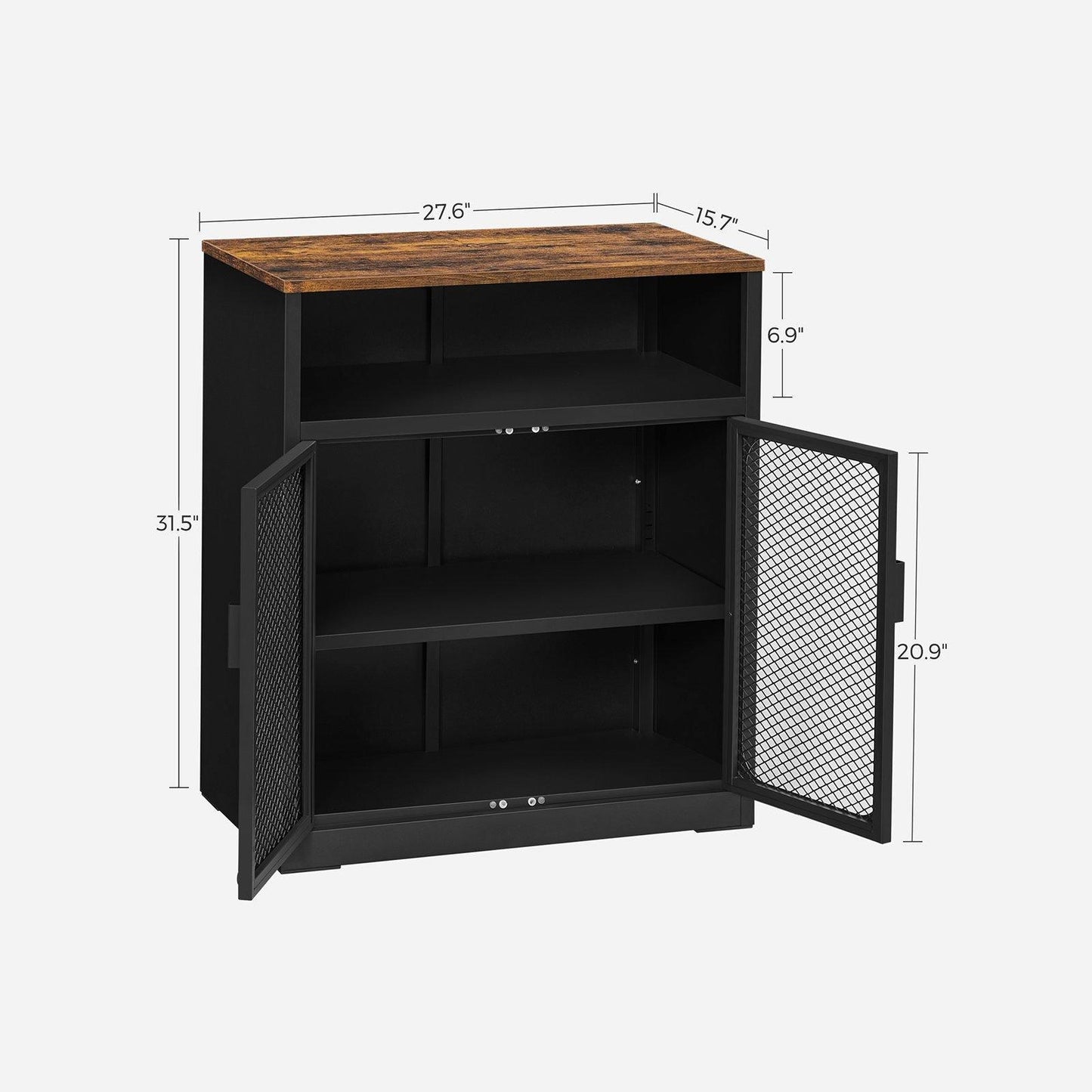 Black Metal Sideboard with Adjustable Shelf and Grill Door FredCo