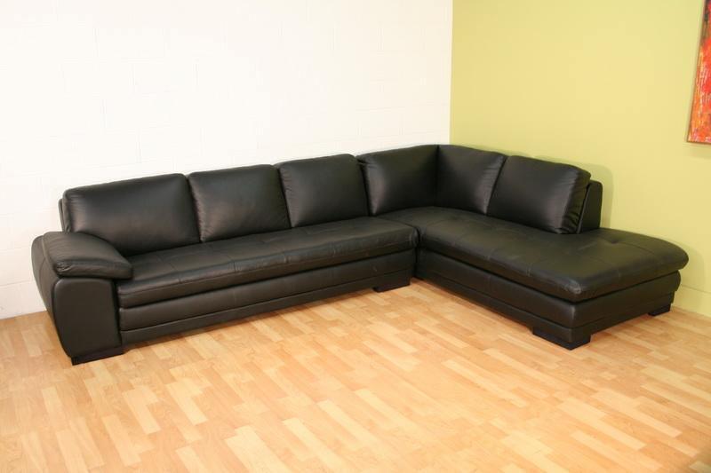 Black Sofa/Chaise Sectional FredCo