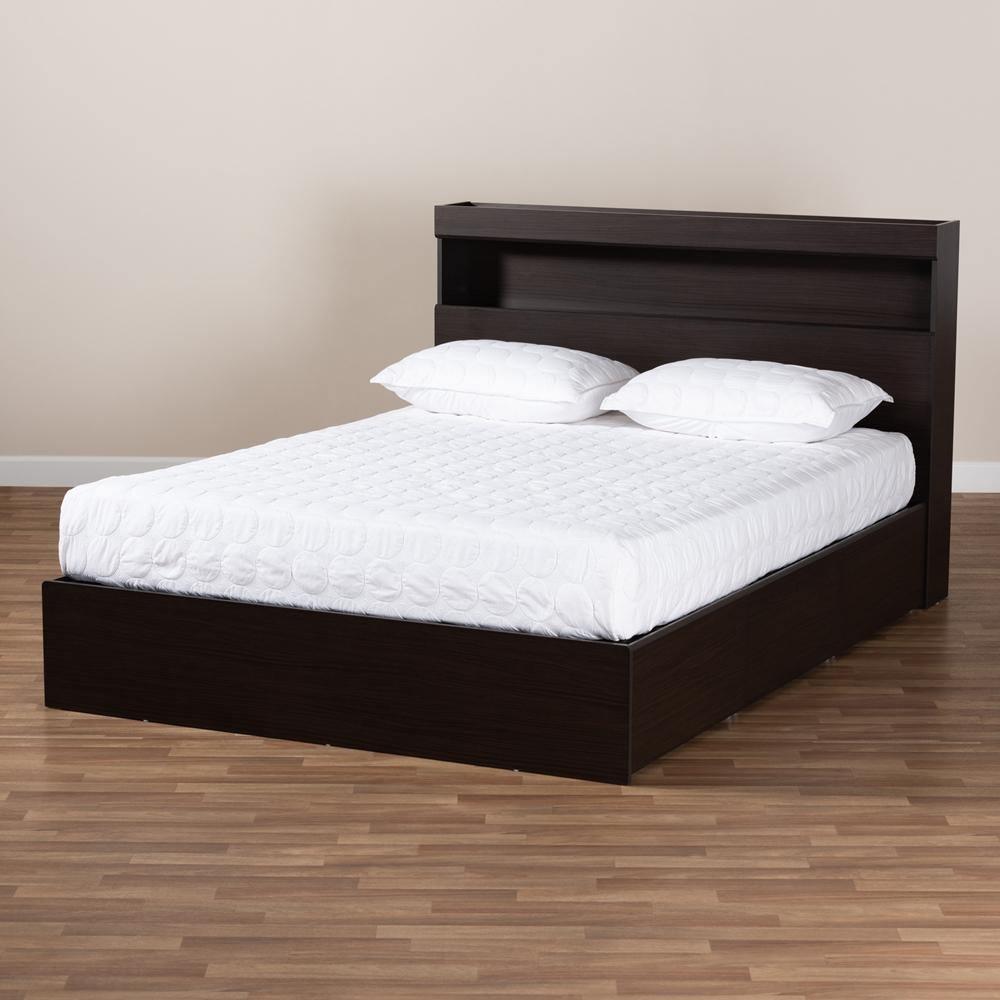 Blaine Modern and Contemporary Dark Brown Finished Wood Queen Size 6-Drawer Platform Storage Bed FredCo