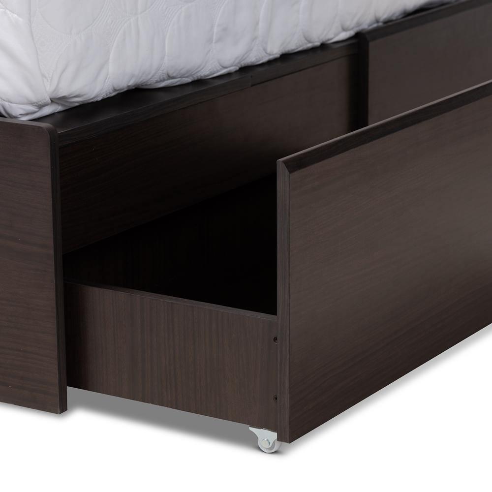 Blaine Modern and Contemporary Dark Brown Finished Wood Queen Size 6-Drawer Platform Storage Bed FredCo