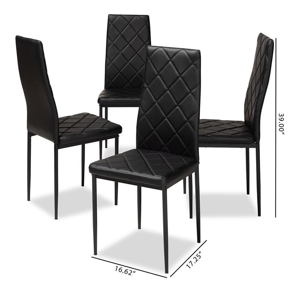 Blaise Modern and Contemporary Black Faux Leather Upholstered Dining Chair (Set of 4) FredCo