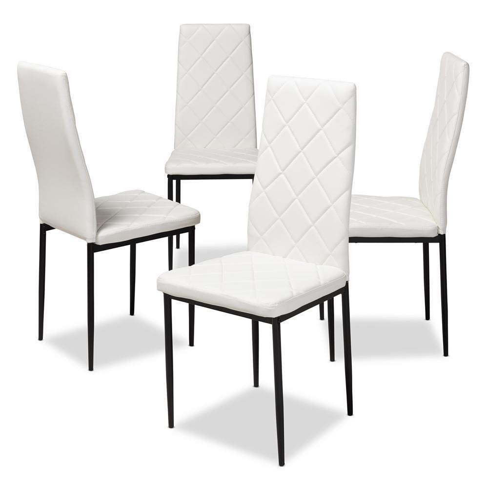 Blaise Modern and Contemporary White Faux Leather Upholstered Dining Chair (Set of 4) FredCo