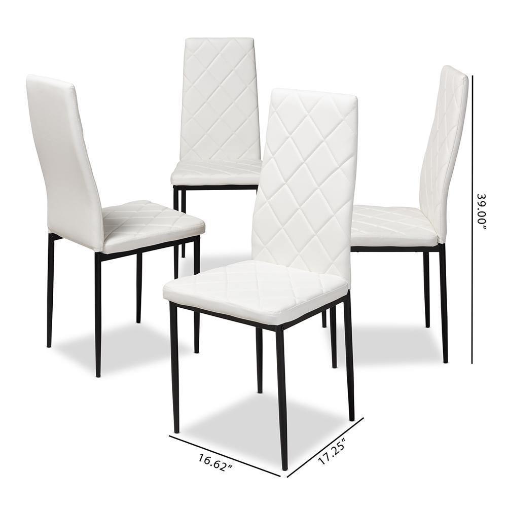 Blaise Modern and Contemporary White Faux Leather Upholstered Dining Chair (Set of 4) FredCo