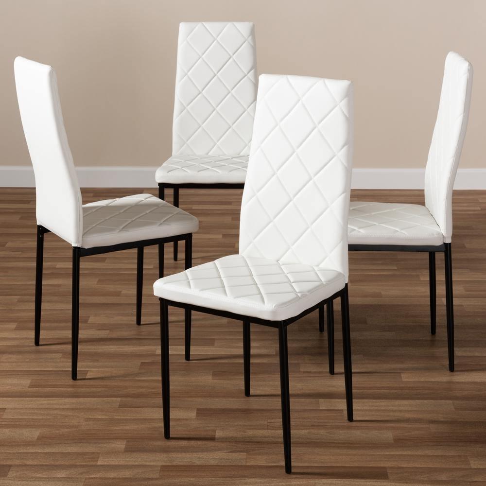 Blaise Modern and Contemporary White Faux Leather Upholstered Dining Chair (Set of 4) FredCo