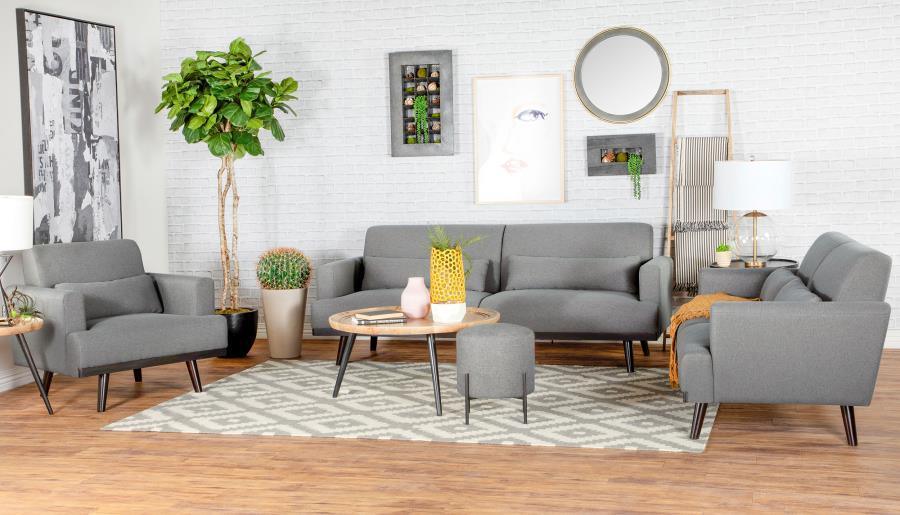 Blake 3-piece Upholstered Living Room Set with Track Arms Sharkskin and Dark Brown 511121-S3 Coaster FredCo