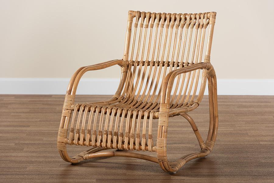 Blanca Modern Bohemian Natural Rattan Accent Chair FredCo